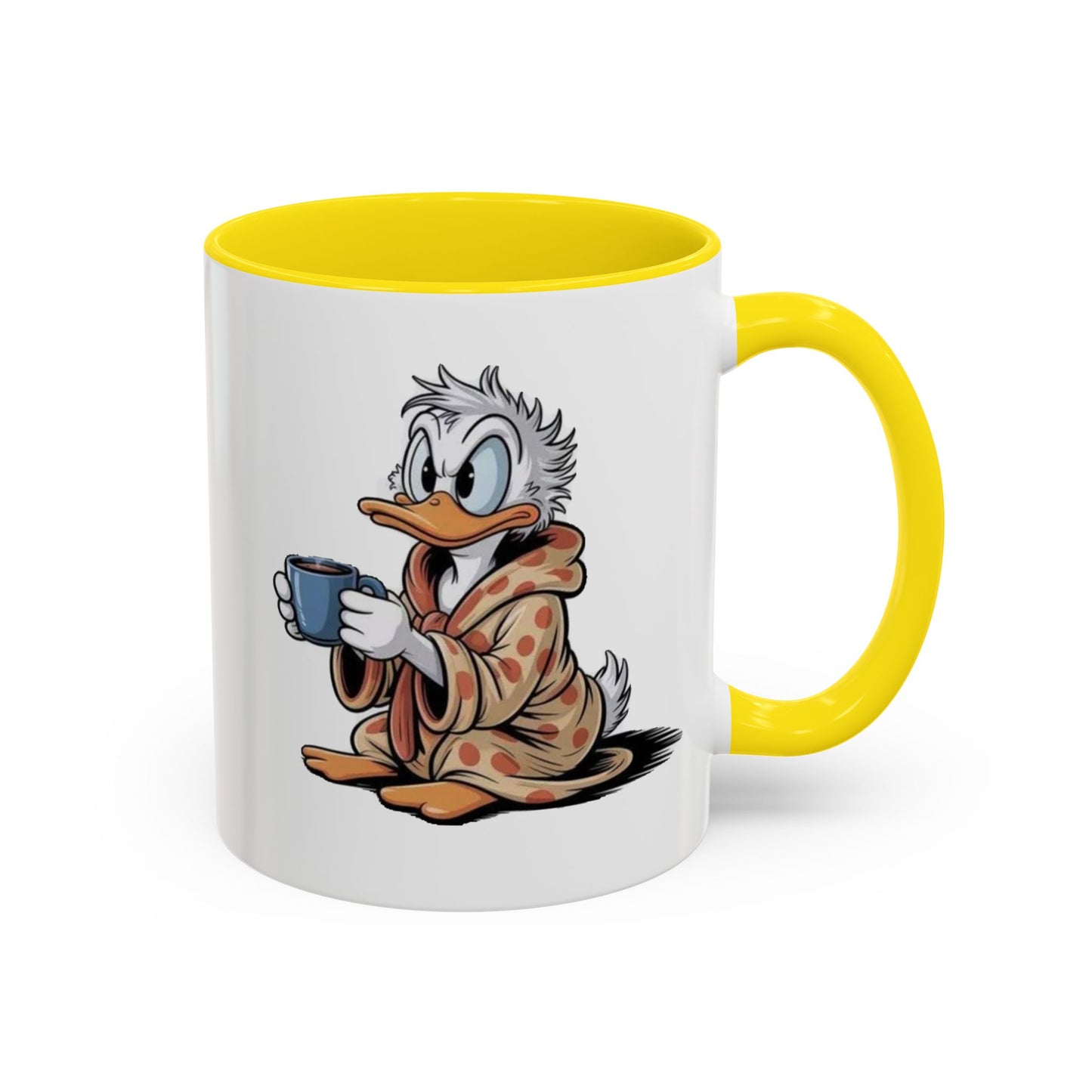 Cozy Duck Coffee Mug – Cute Duck in Robe Holding Mug Accent Coffee Cup