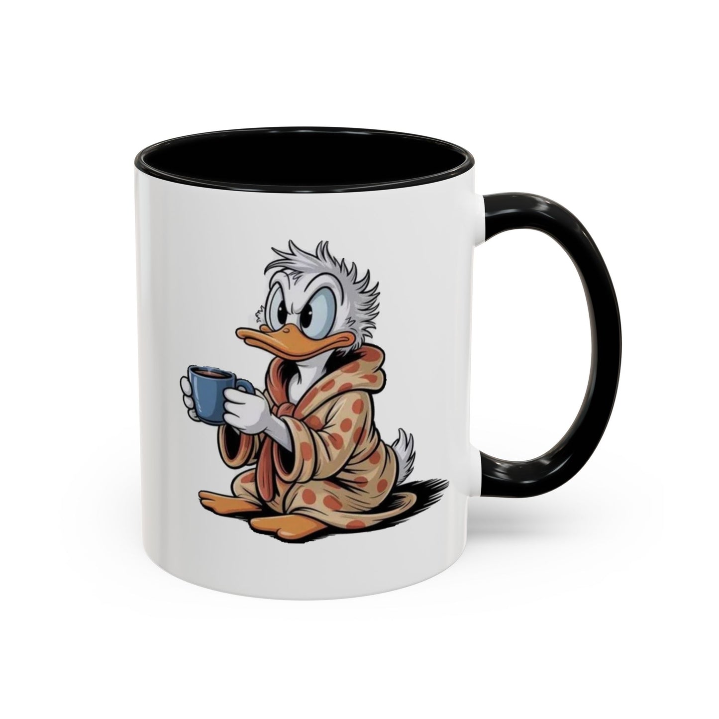 Cozy Duck Coffee Mug – Cute Duck in Robe Holding Mug Accent Coffee Cup