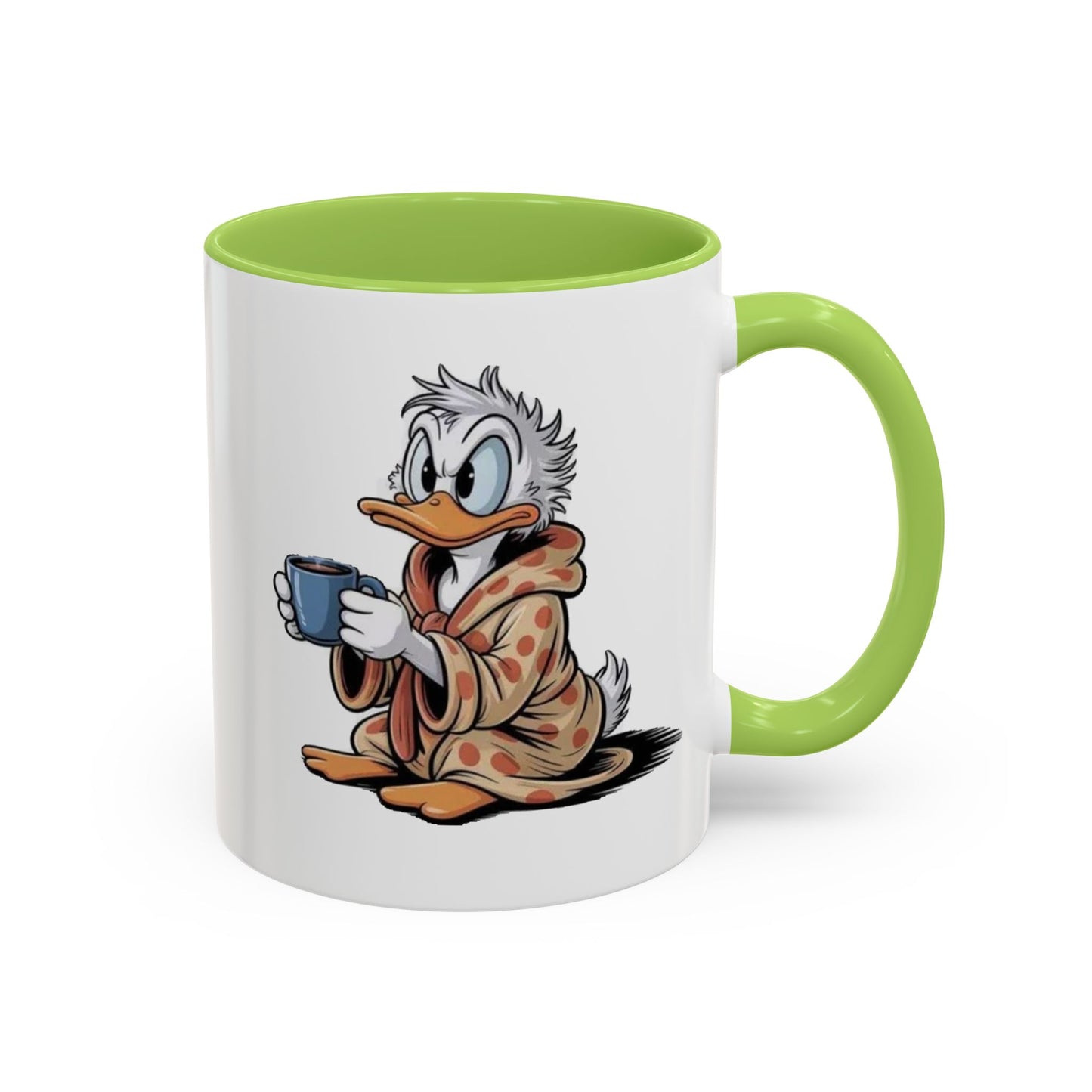 Cozy Duck Coffee Mug – Cute Duck in Robe Holding Mug Accent Coffee Cup