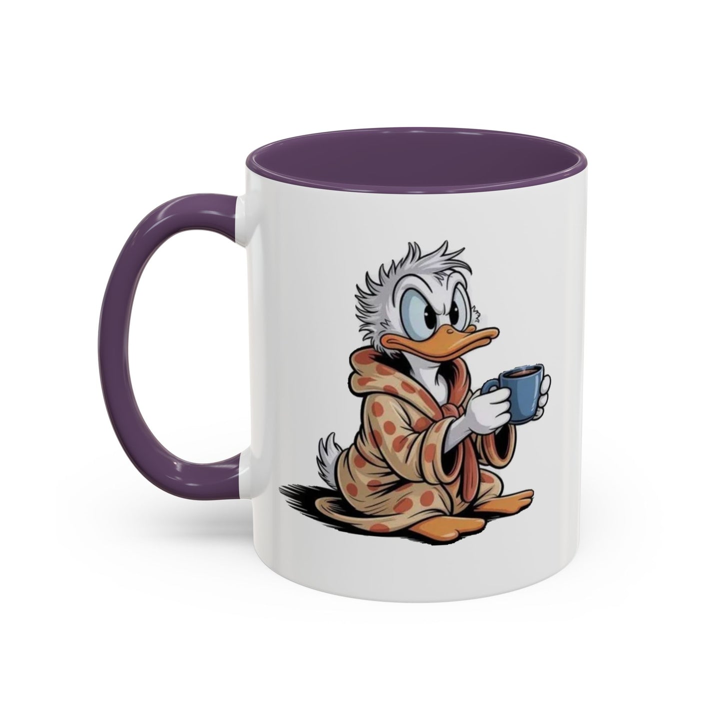 Cozy Duck Coffee Mug – Cute Duck in Robe Holding Mug Accent Coffee Cup