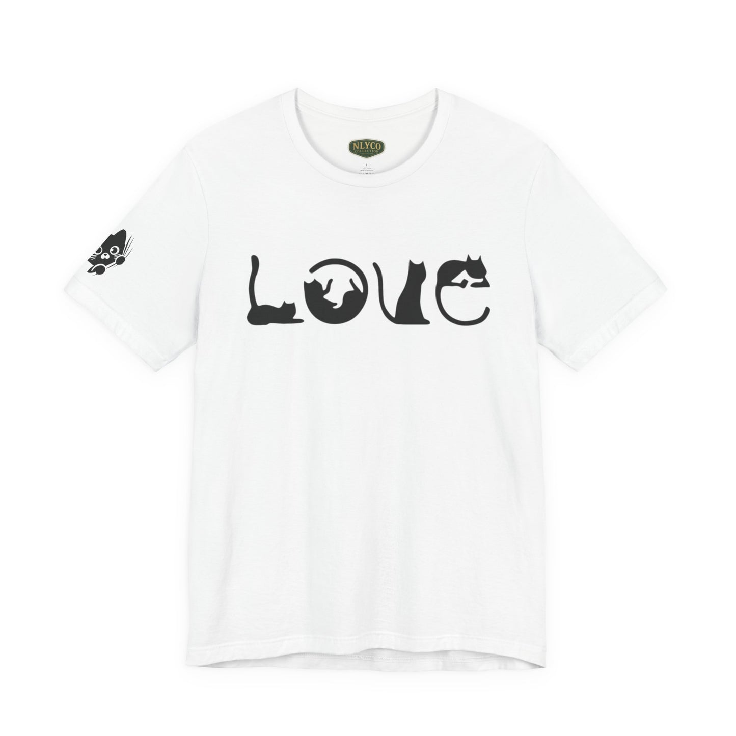 Cat "LOVE" Graphic Tee — Cute Cat Silhouette Shirt