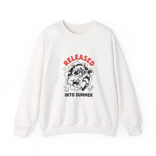Released Into Summer Raccoon Sweatshirt | Teacher Identity, End-of-Year Humor