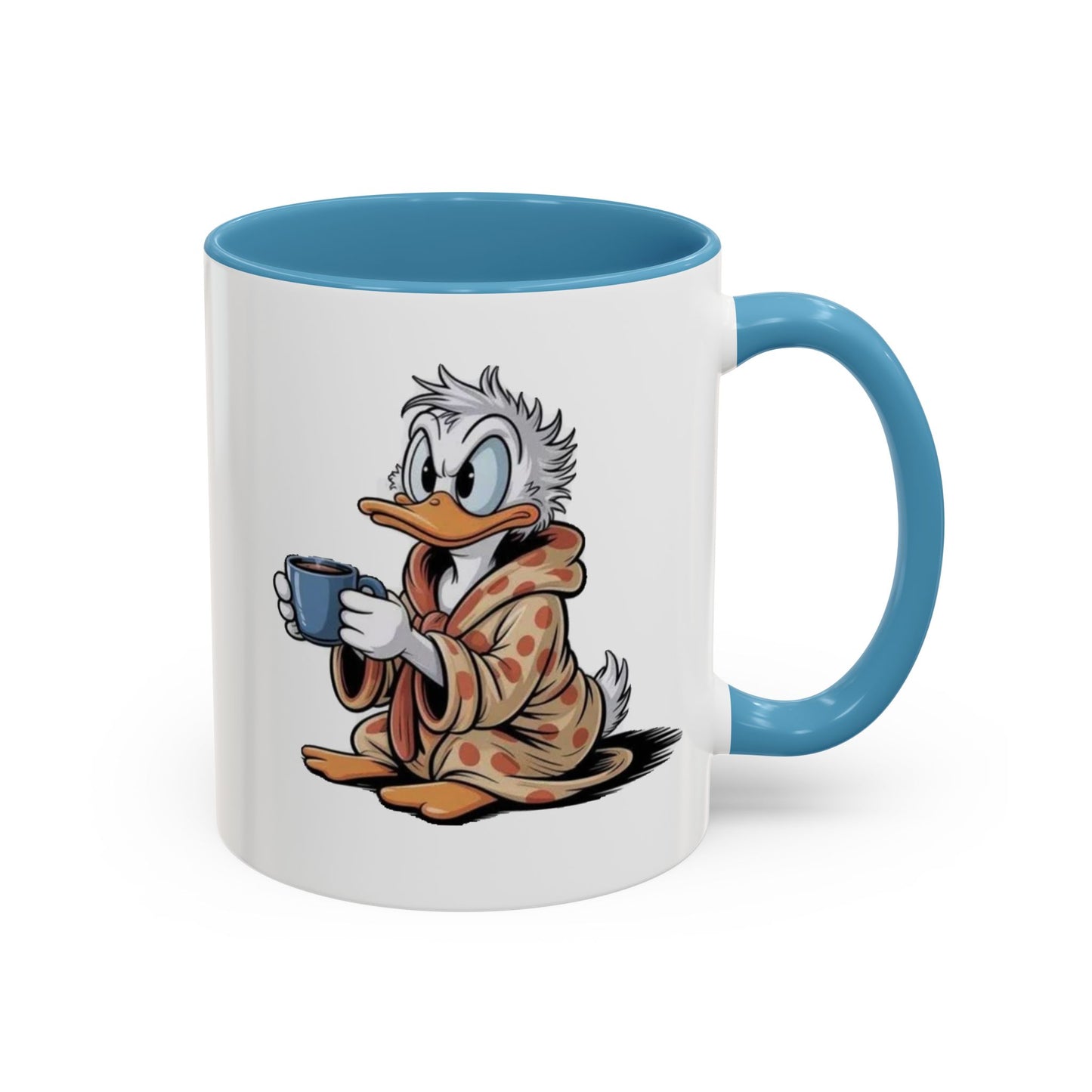 Cozy Duck Coffee Mug – Cute Duck in Robe Holding Mug Accent Coffee Cup