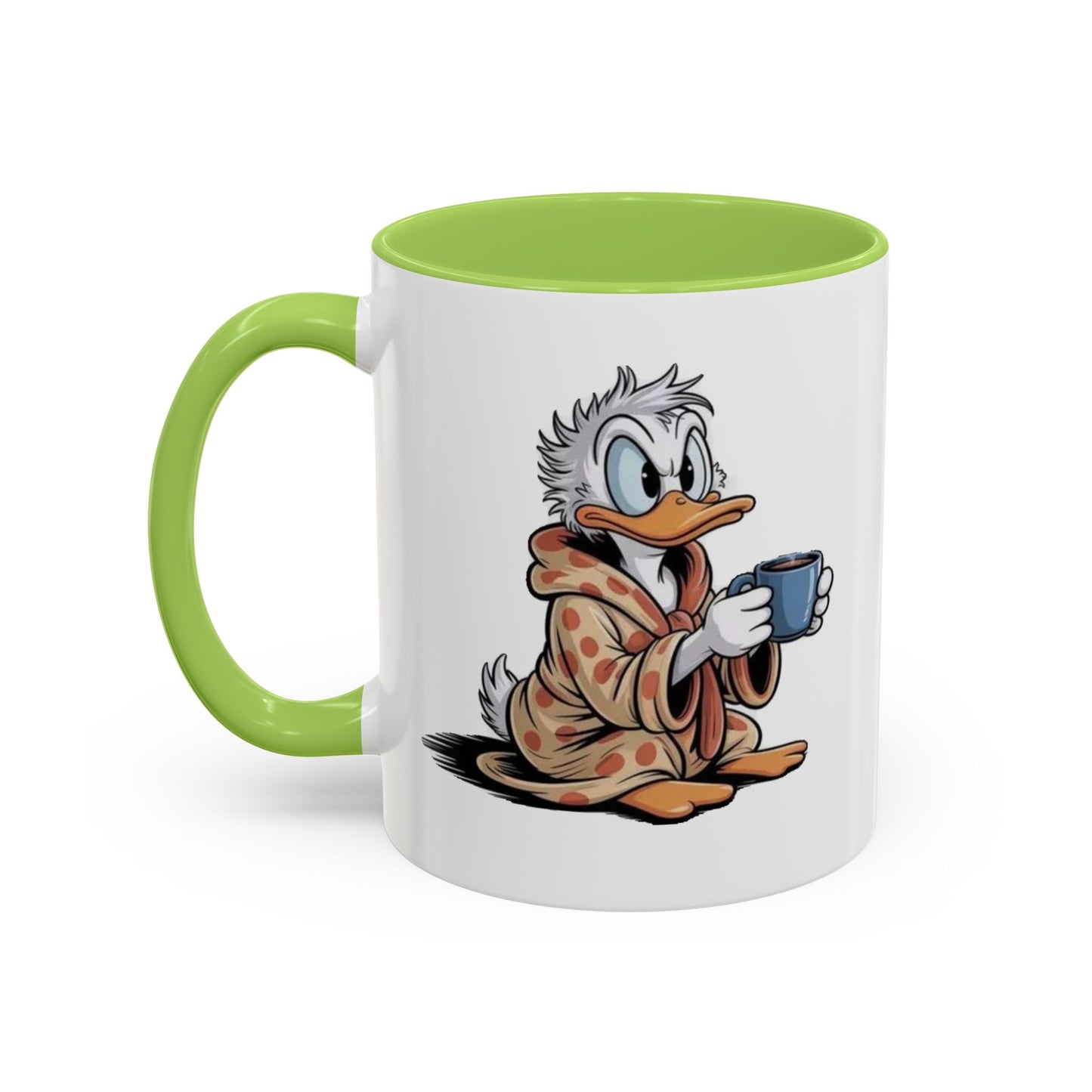 Cozy Duck Coffee Mug – Cute Duck in Robe Holding Mug Accent Coffee Cup