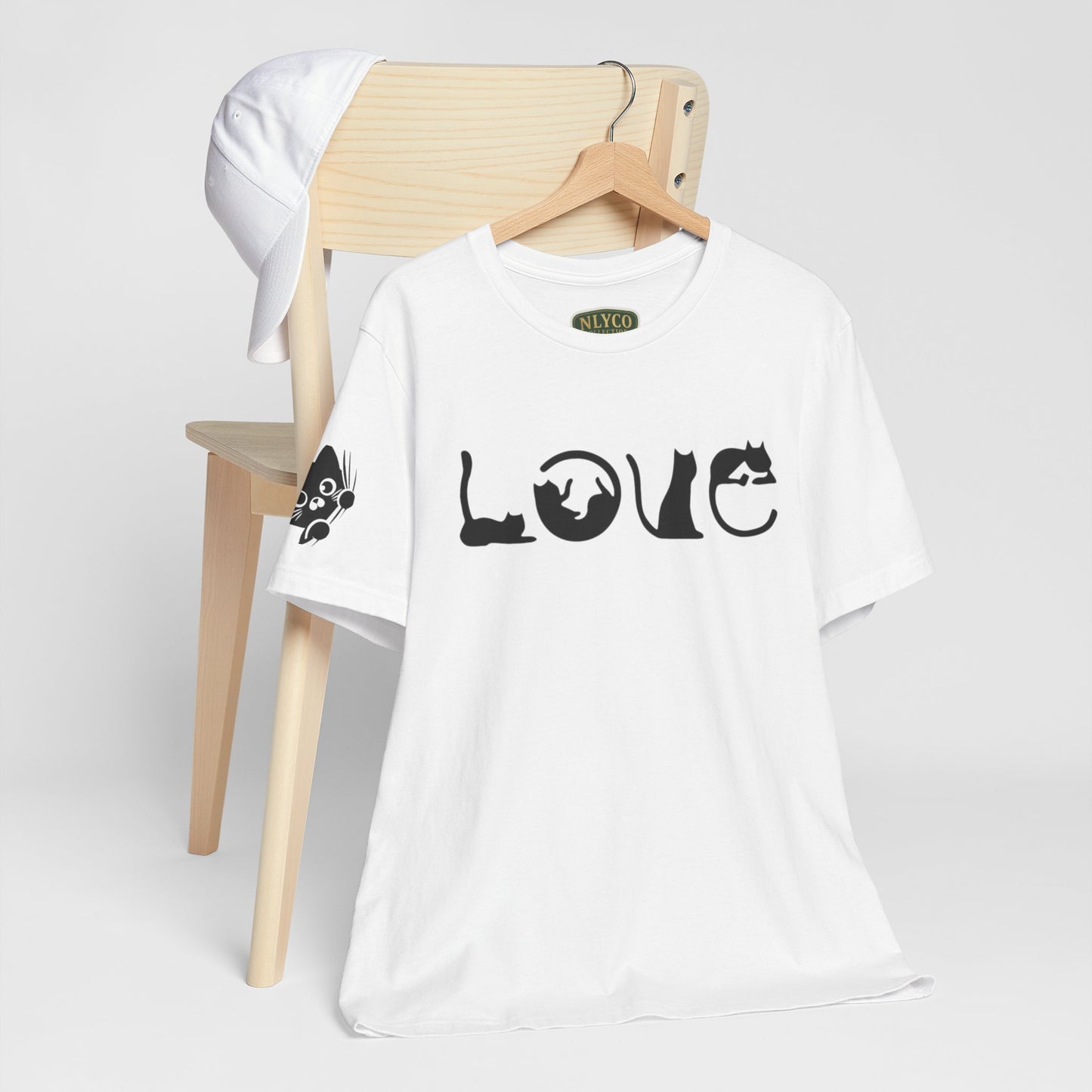 Cat "LOVE" Graphic Tee — Cute Cat Silhouette Shirt
