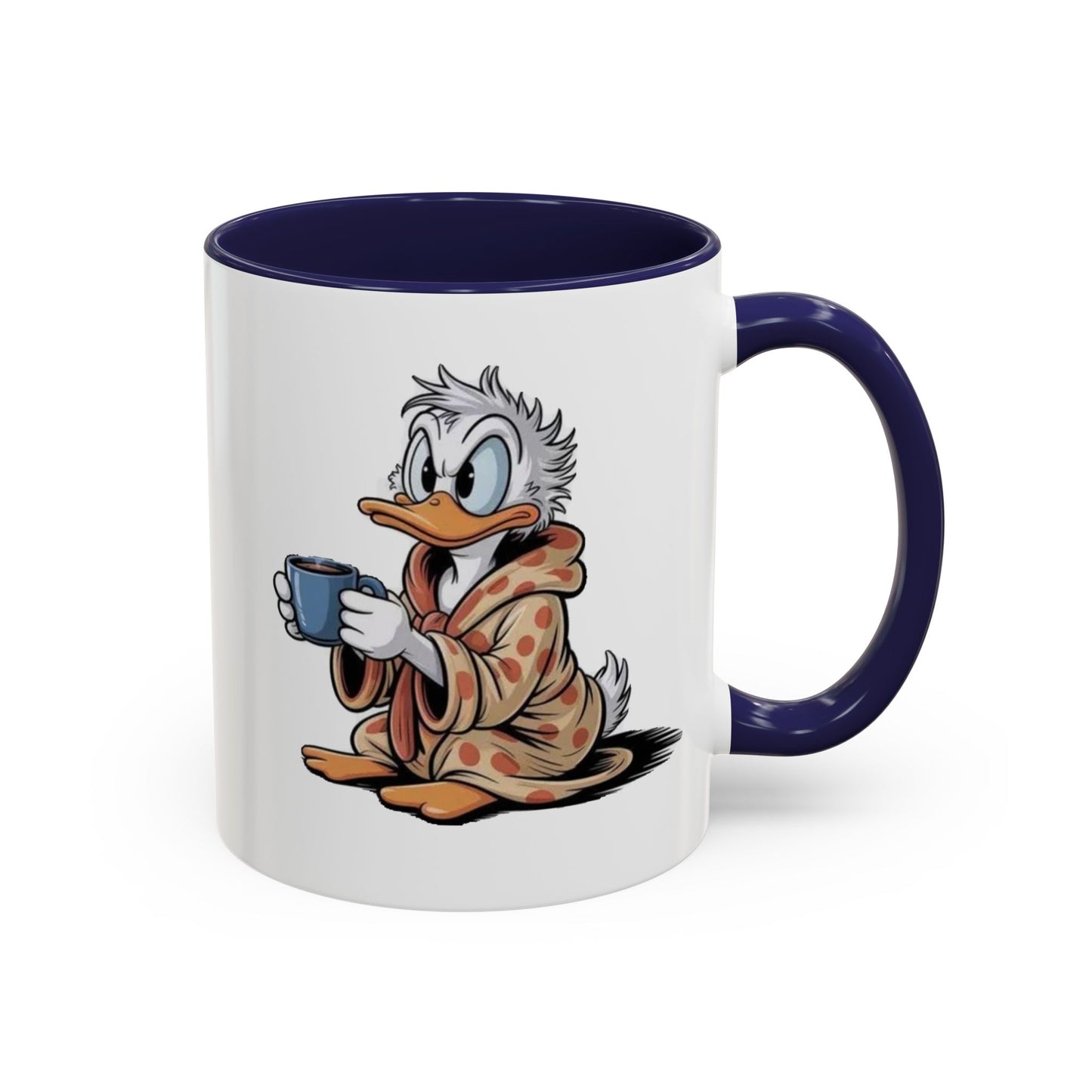 Cozy Duck Coffee Mug – Cute Duck in Robe Holding Mug Accent Coffee Cup