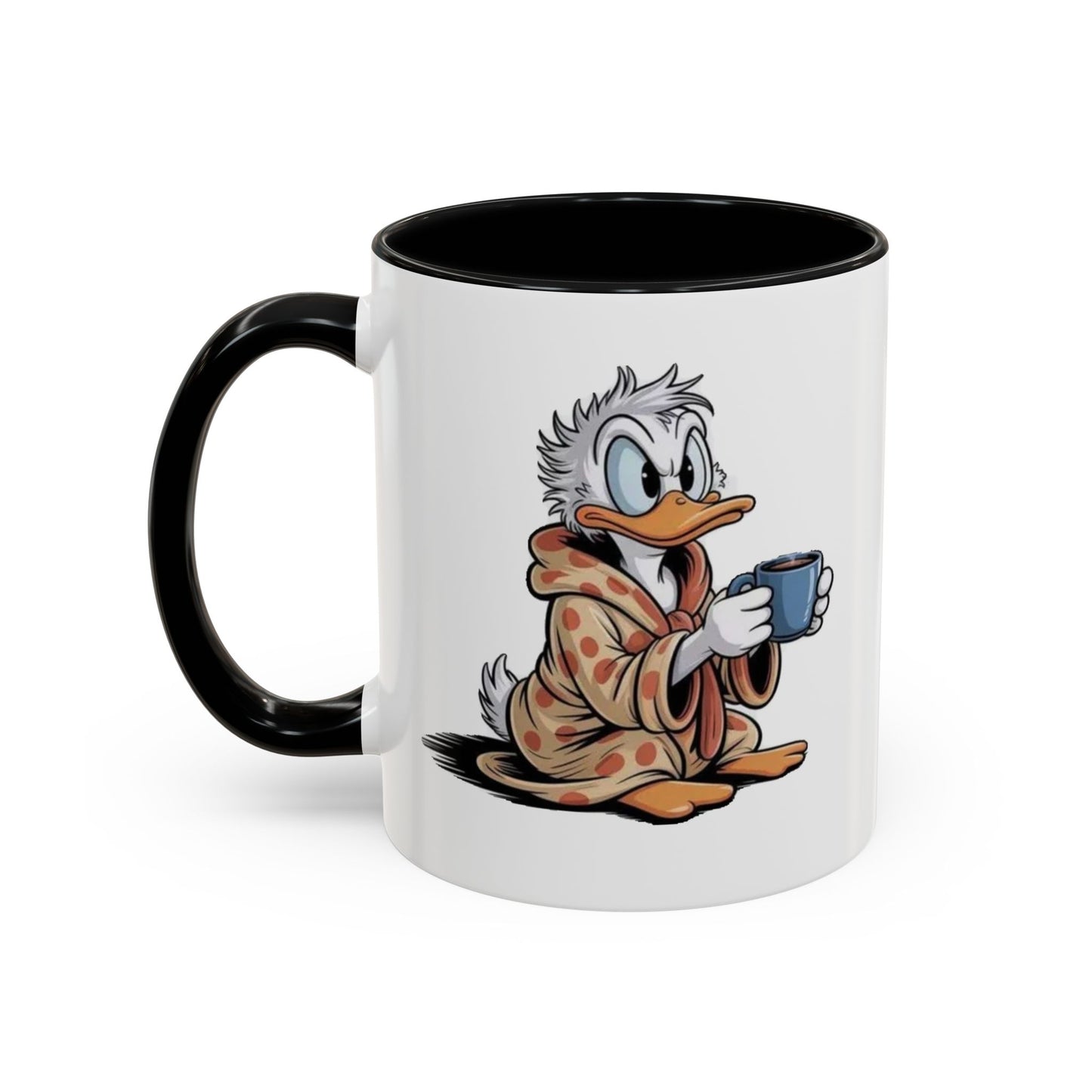 Cozy Duck Coffee Mug – Cute Duck in Robe Holding Mug Accent Coffee Cup