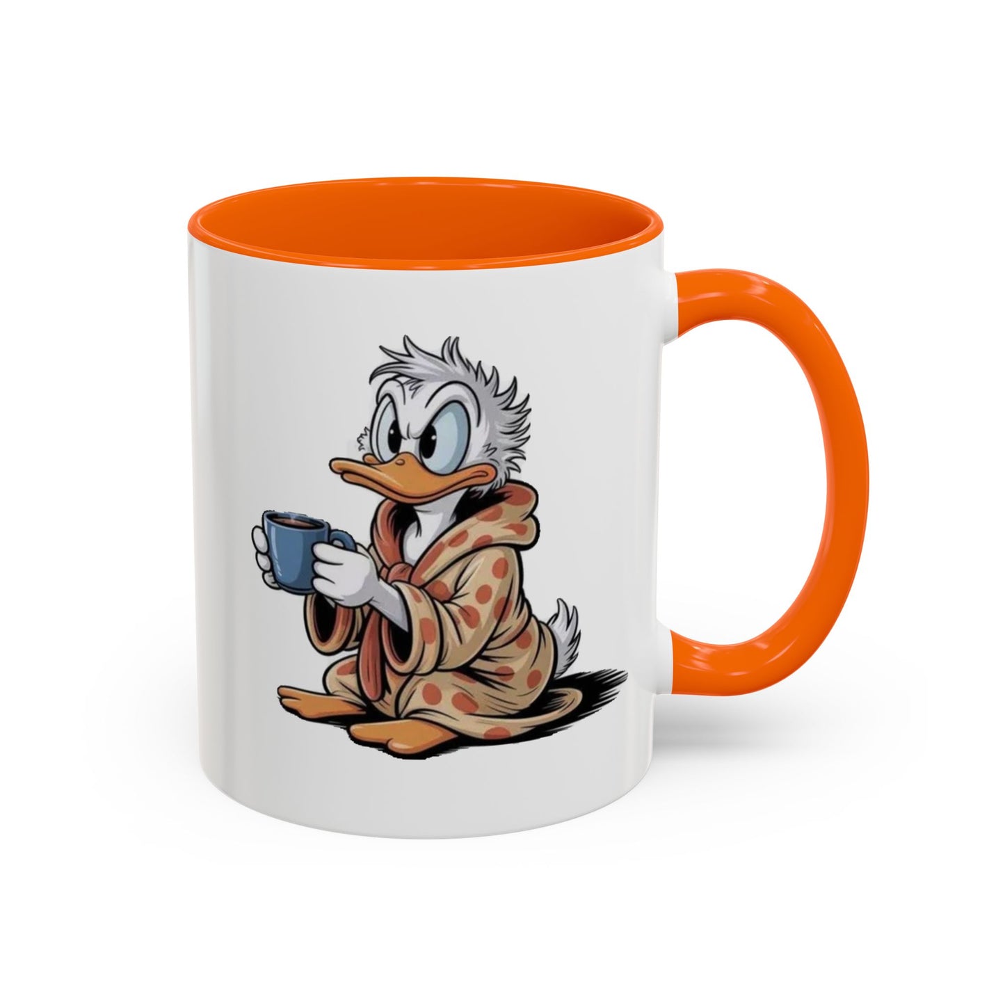 Cozy Duck Coffee Mug – Cute Duck in Robe Holding Mug Accent Coffee Cup