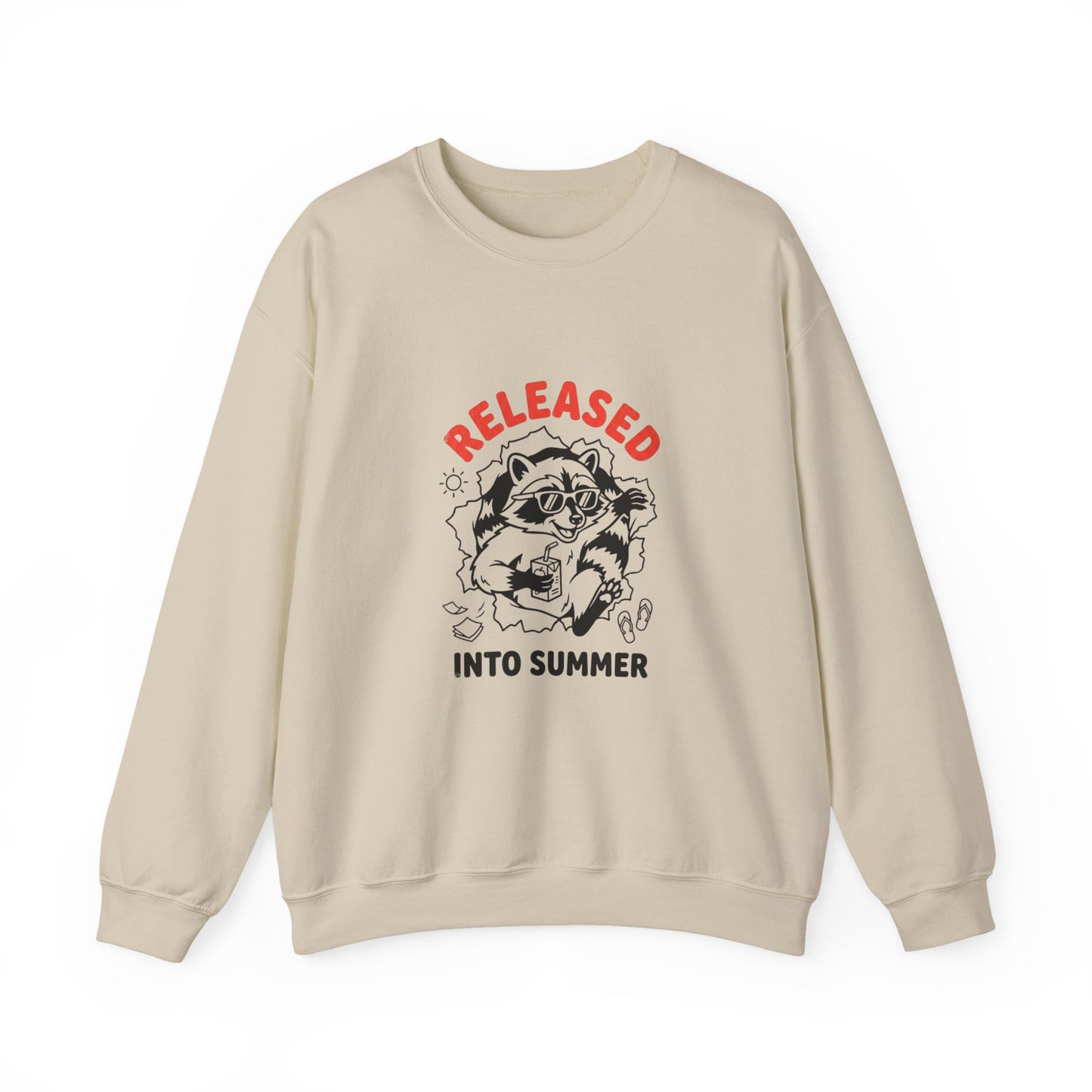 Released Into Summer Raccoon Sweatshirt | Teacher Identity, End-of-Year Humor