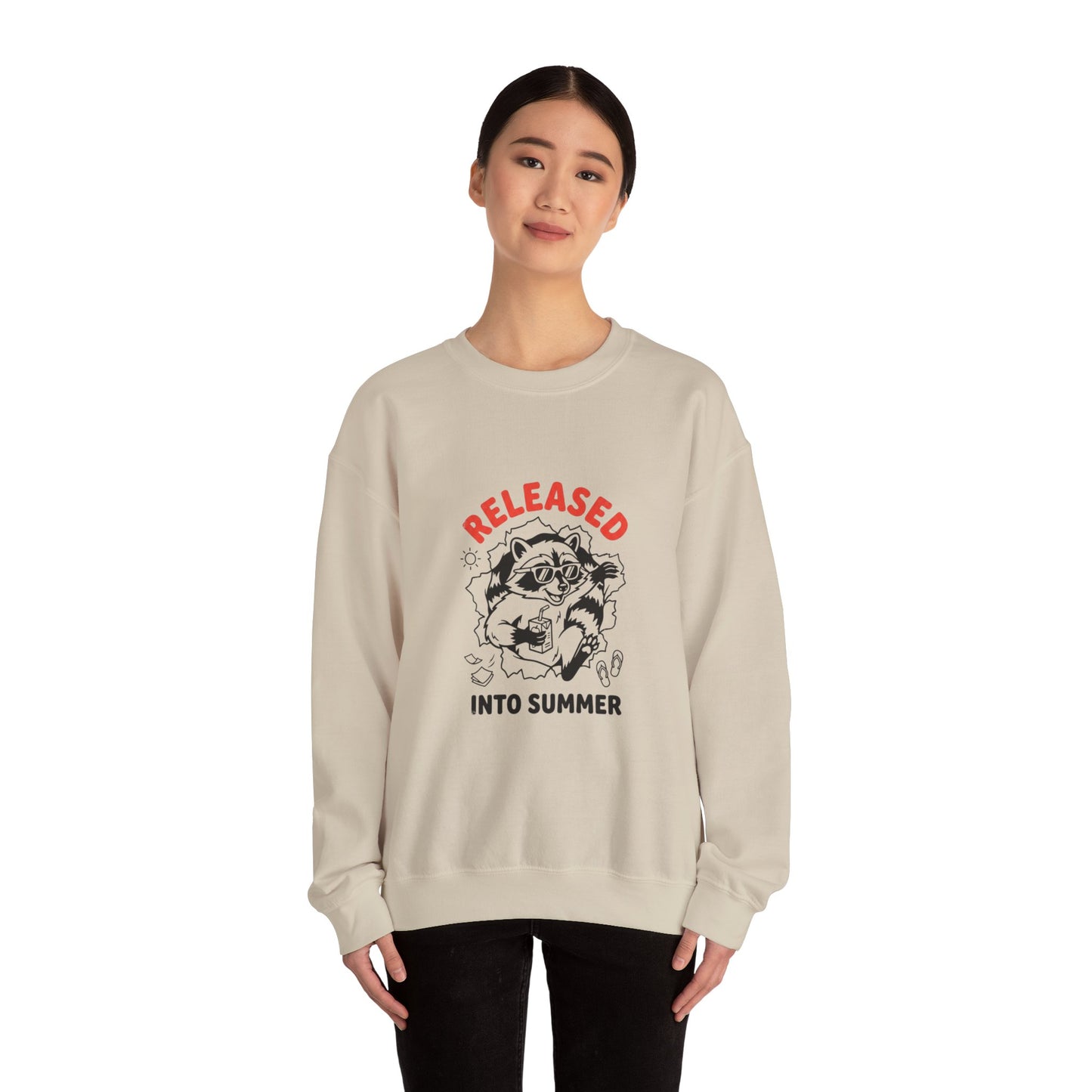 Released Into Summer Raccoon Sweatshirt | Teacher Identity, End-of-Year Humor