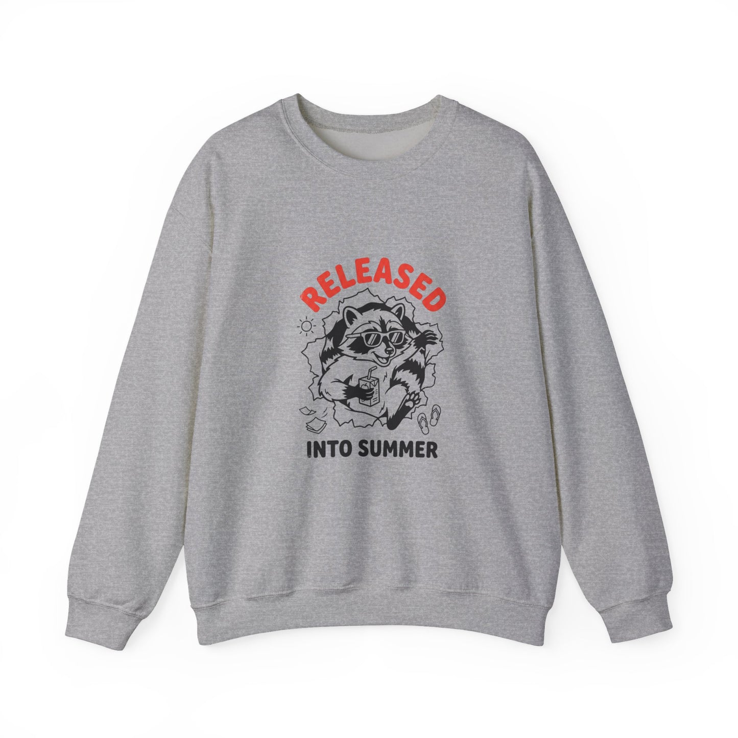 Released Into Summer Raccoon Sweatshirt | Teacher Identity, End-of-Year Humor
