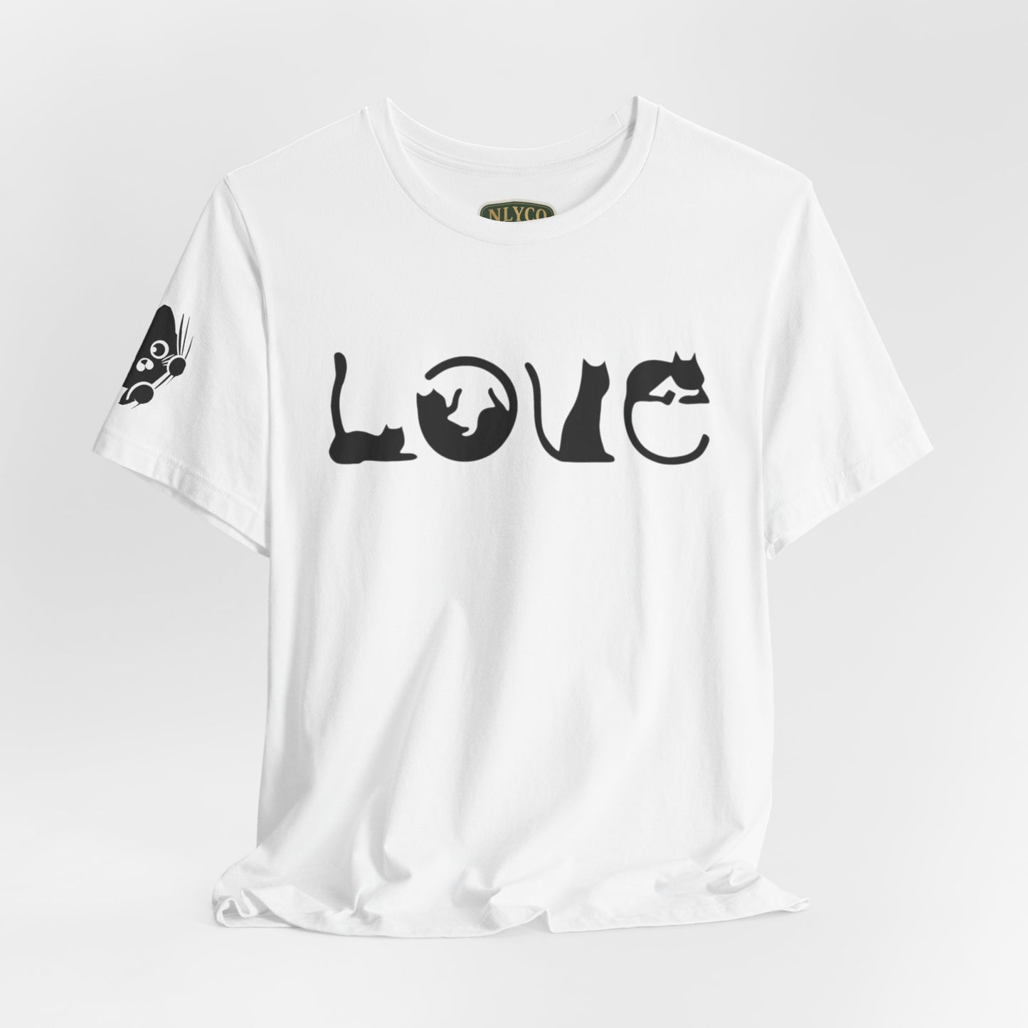 Cat "LOVE" Graphic Tee — Cute Cat Silhouette Shirt