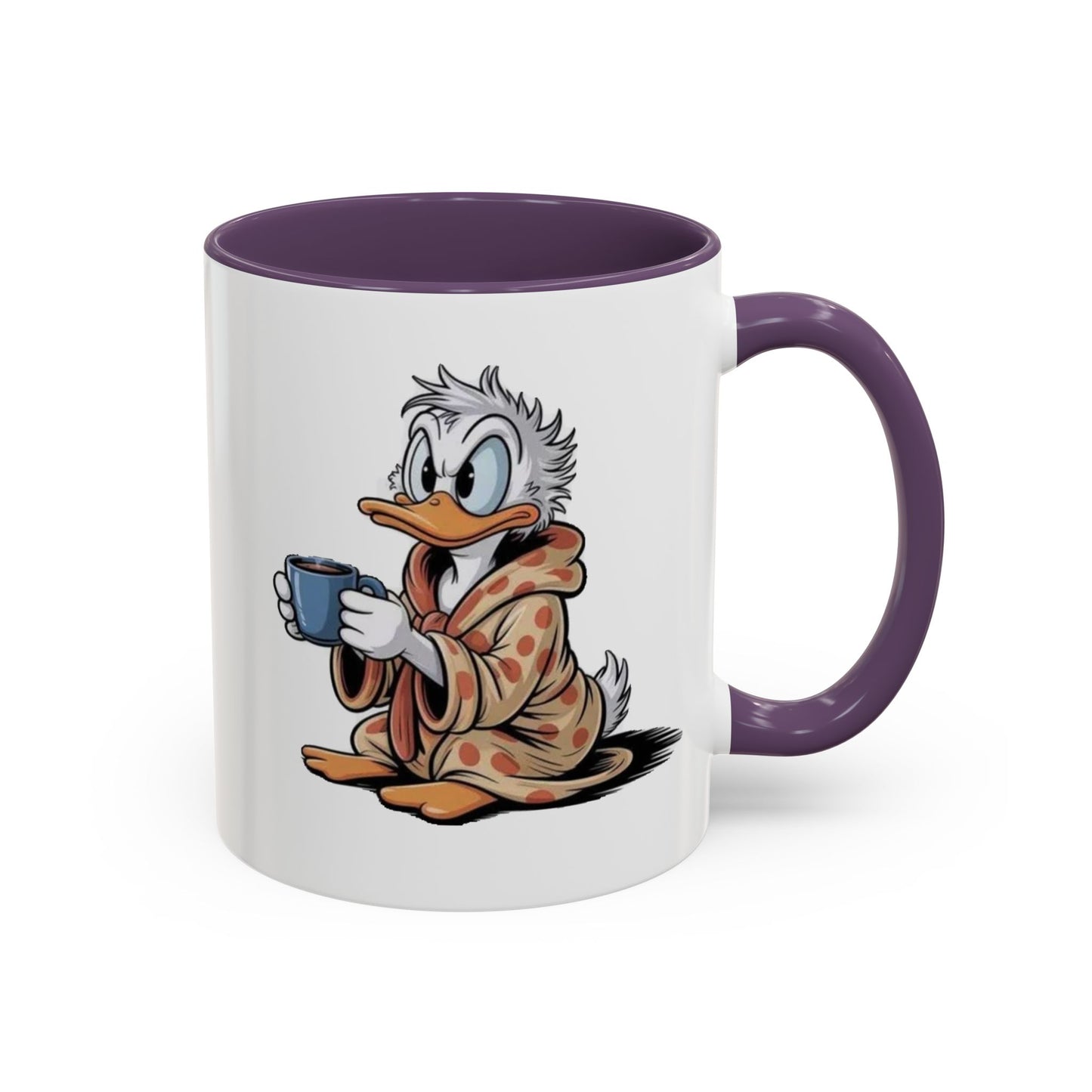Cozy Duck Coffee Mug – Cute Duck in Robe Holding Mug Accent Coffee Cup