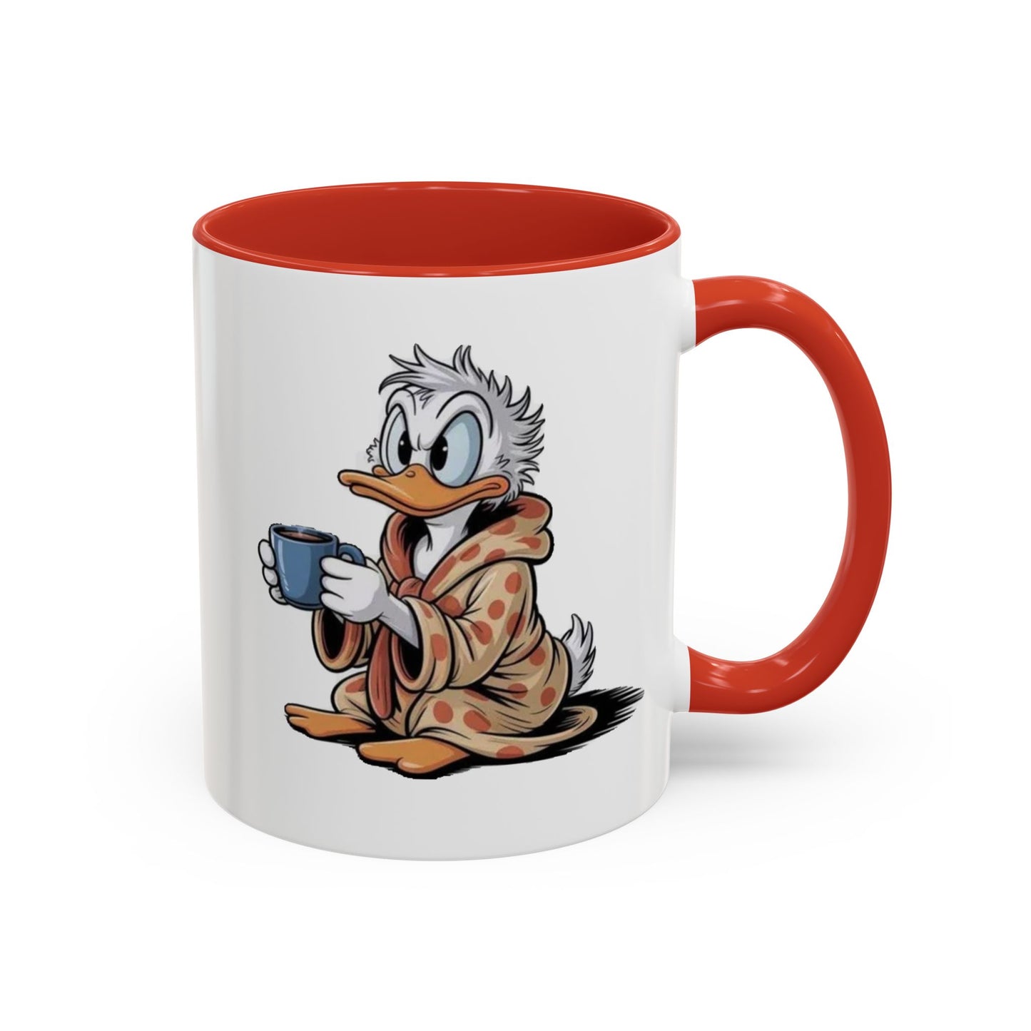 Cozy Duck Coffee Mug – Cute Duck in Robe Holding Mug Accent Coffee Cup