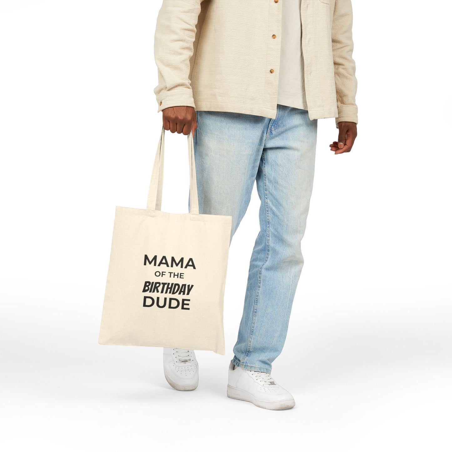 Mama of the Birthday Dude Cotton Canvas Tote Bag — Funny Birthday Mom Gift