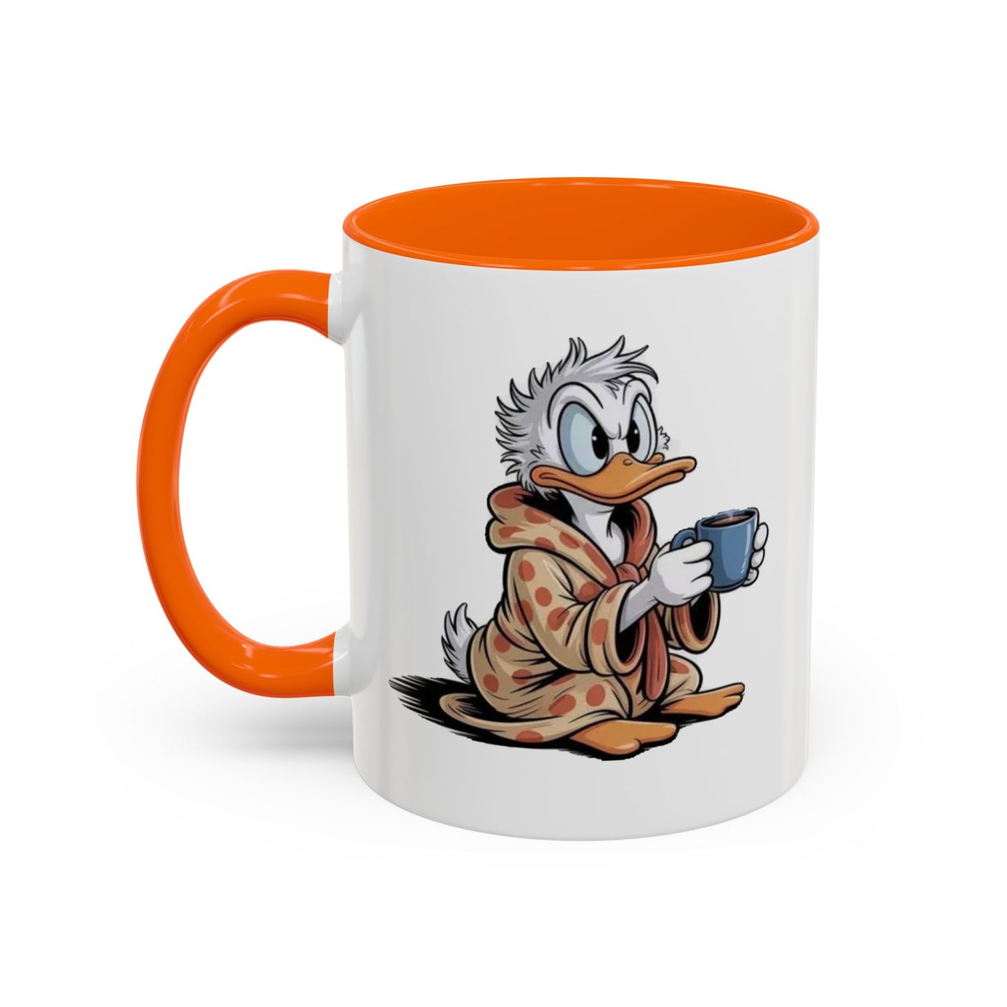 Cozy Duck Coffee Mug – Cute Duck in Robe Holding Mug Accent Coffee Cup