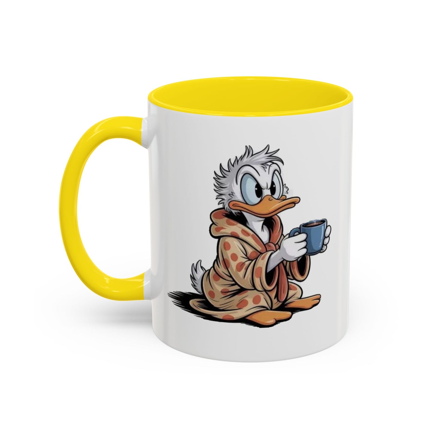 Cozy Duck Coffee Mug – Cute Duck in Robe Holding Mug Accent Coffee Cup
