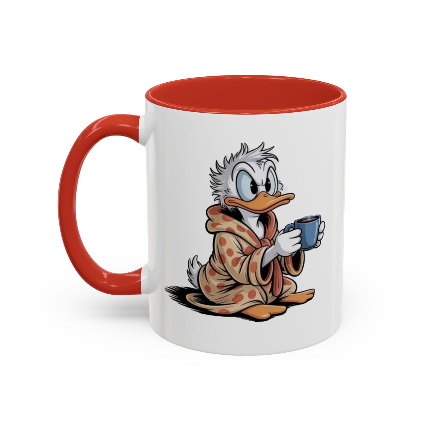 Cozy Duck Coffee Mug – Cute Duck in Robe Holding Mug Accent Coffee Cup