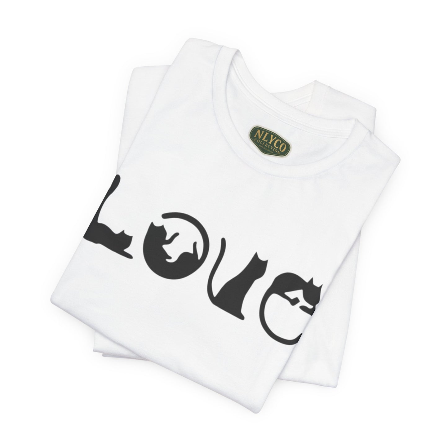 Cat "LOVE" Graphic Tee — Cute Cat Silhouette Shirt