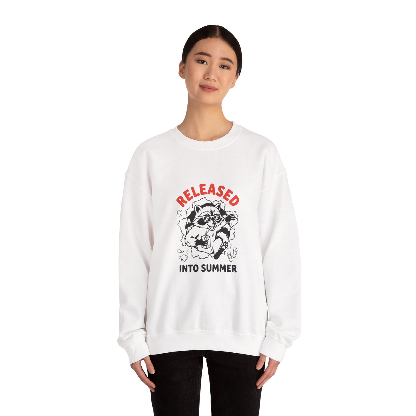 Released Into Summer Raccoon Sweatshirt | Teacher Identity, End-of-Year Humor