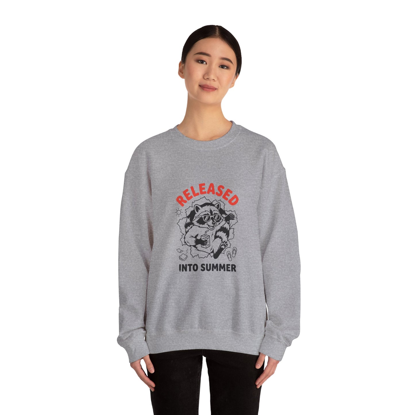 Released Into Summer Raccoon Sweatshirt | Teacher Identity, End-of-Year Humor